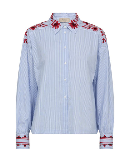 Mos Mosh Osmo Brunnera Blue Stripey Shirt