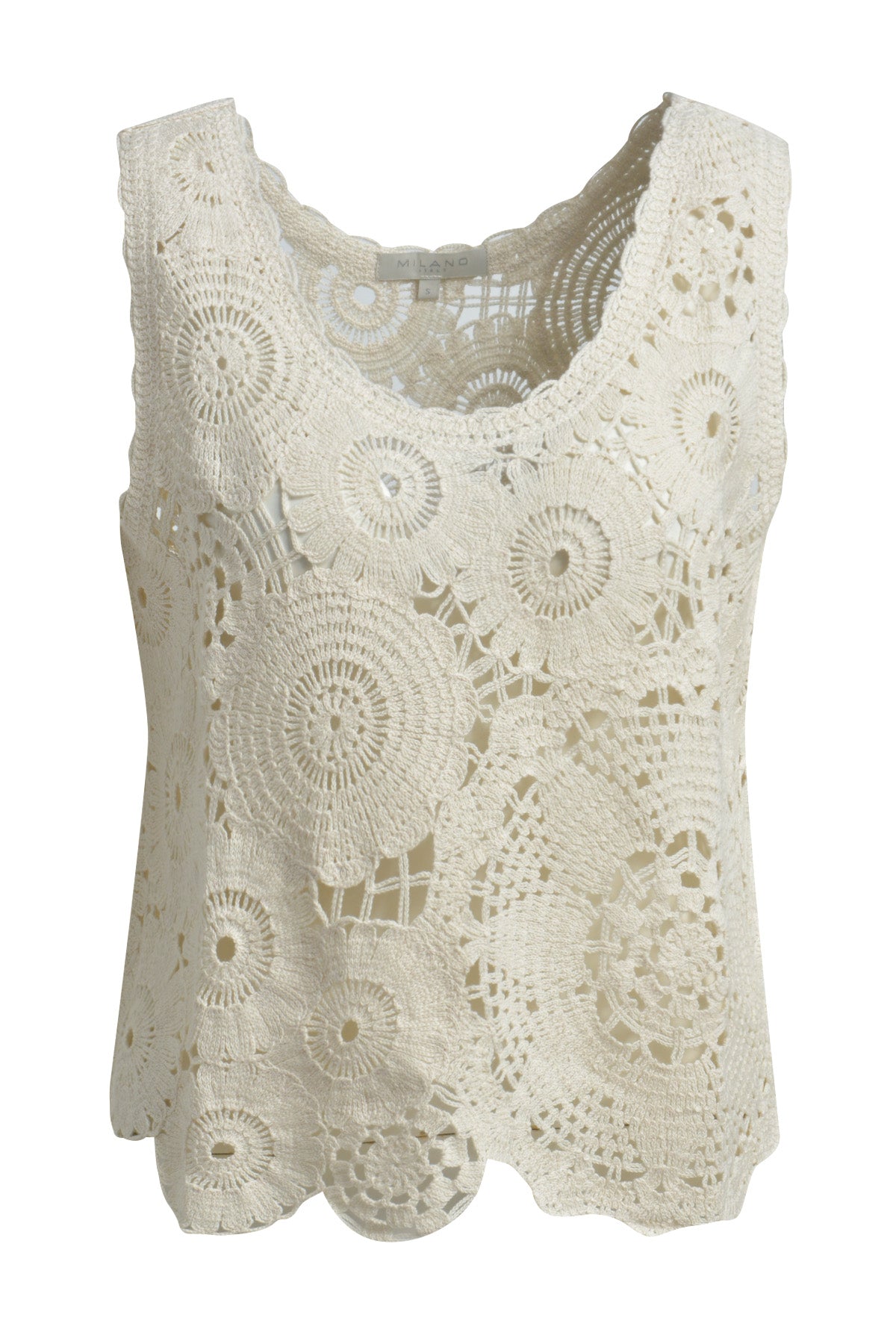 Milano Sand Crochet Vest Top