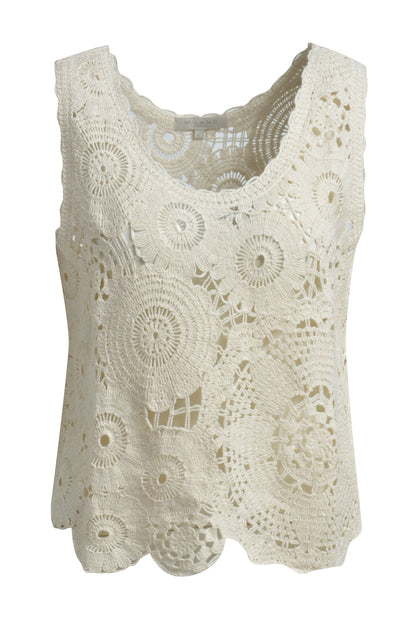 Milano Sand Crochet Vest Top