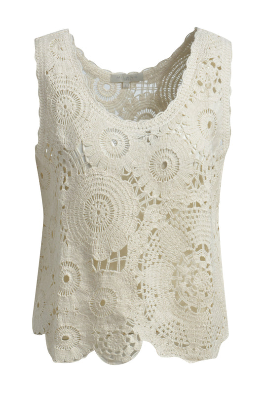 Milano Sand Crochet Vest Top