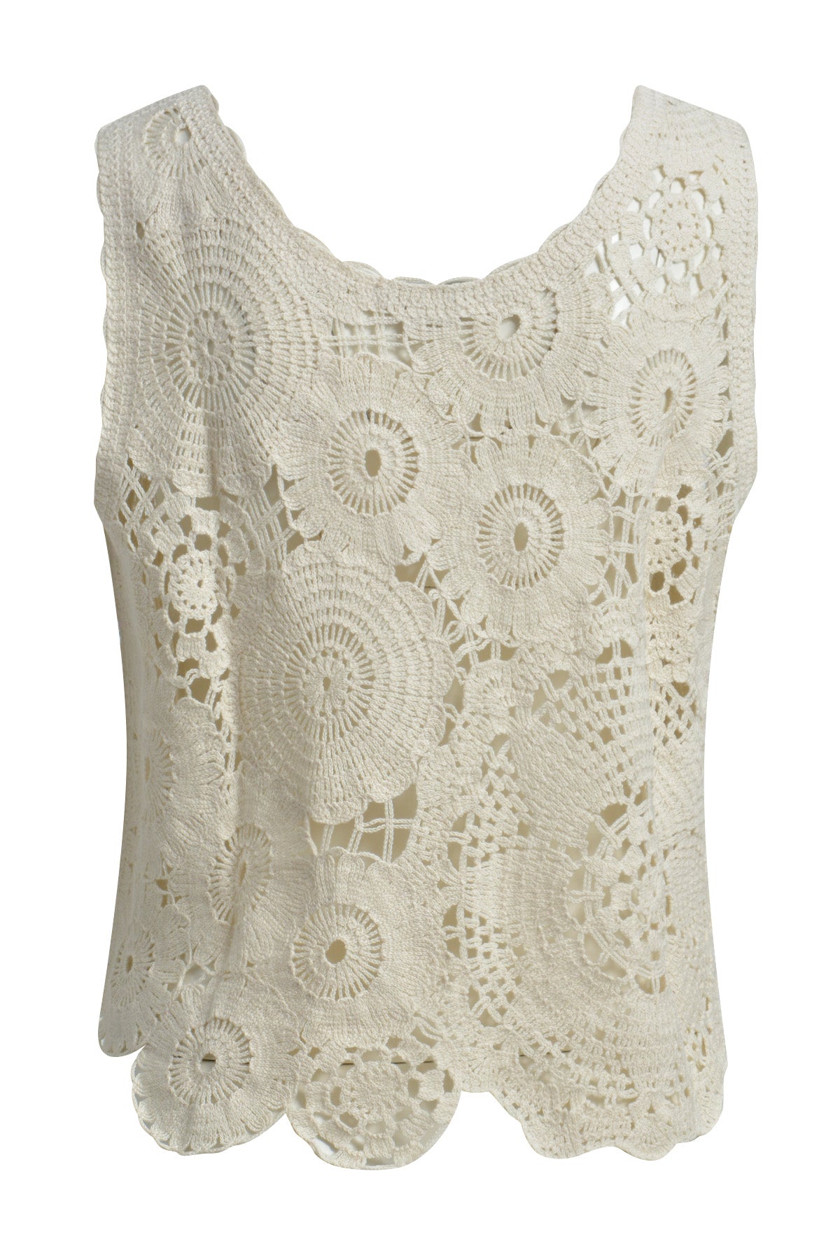 Milano Sand Crochet Vest Top