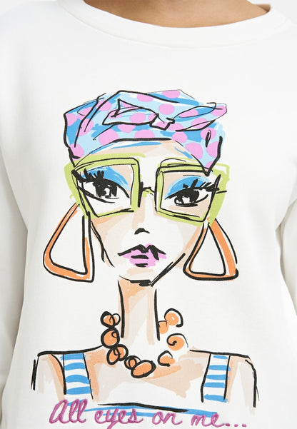Milano Off White Lady Print Sweatshirt