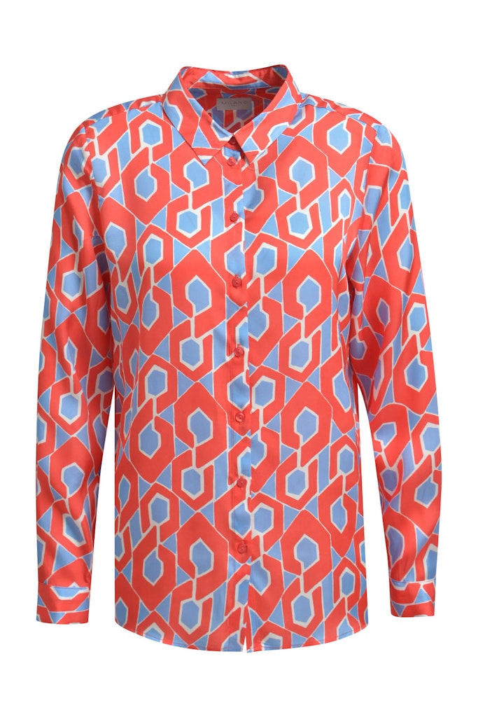 Milano Red/Blue Print Blouse