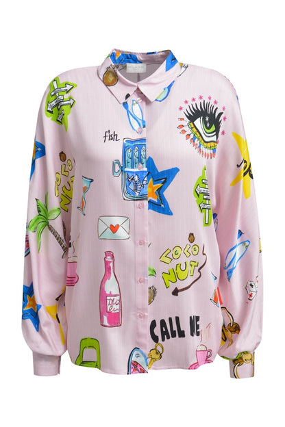 Milano Rose Print Batwing Blouse