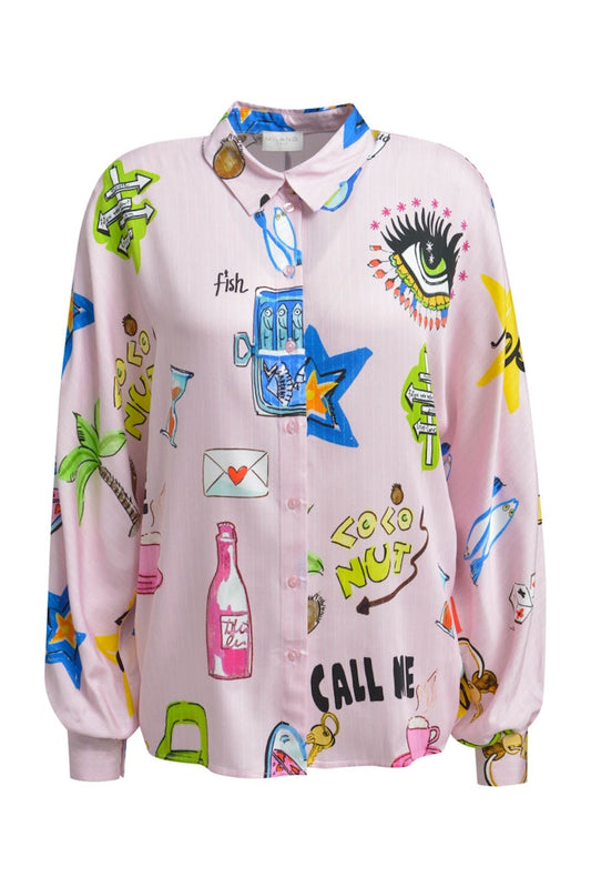 Milano Rose Print Batwing Blouse