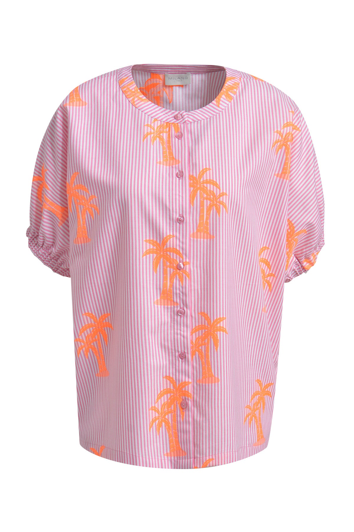 Milano Pink Stripe/ Neon Palm Tree Blouse
