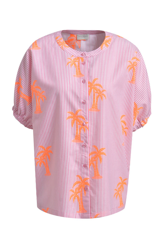 Milano Pink Stripe/ Neon Palm Tree Blouse