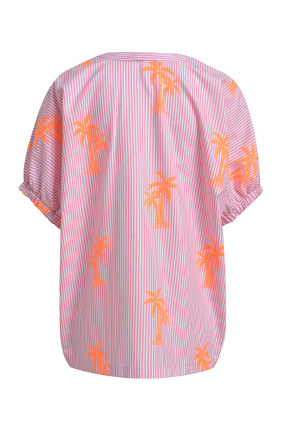 Milano Pink Stripe/ Neon Palm Tree Blouse
