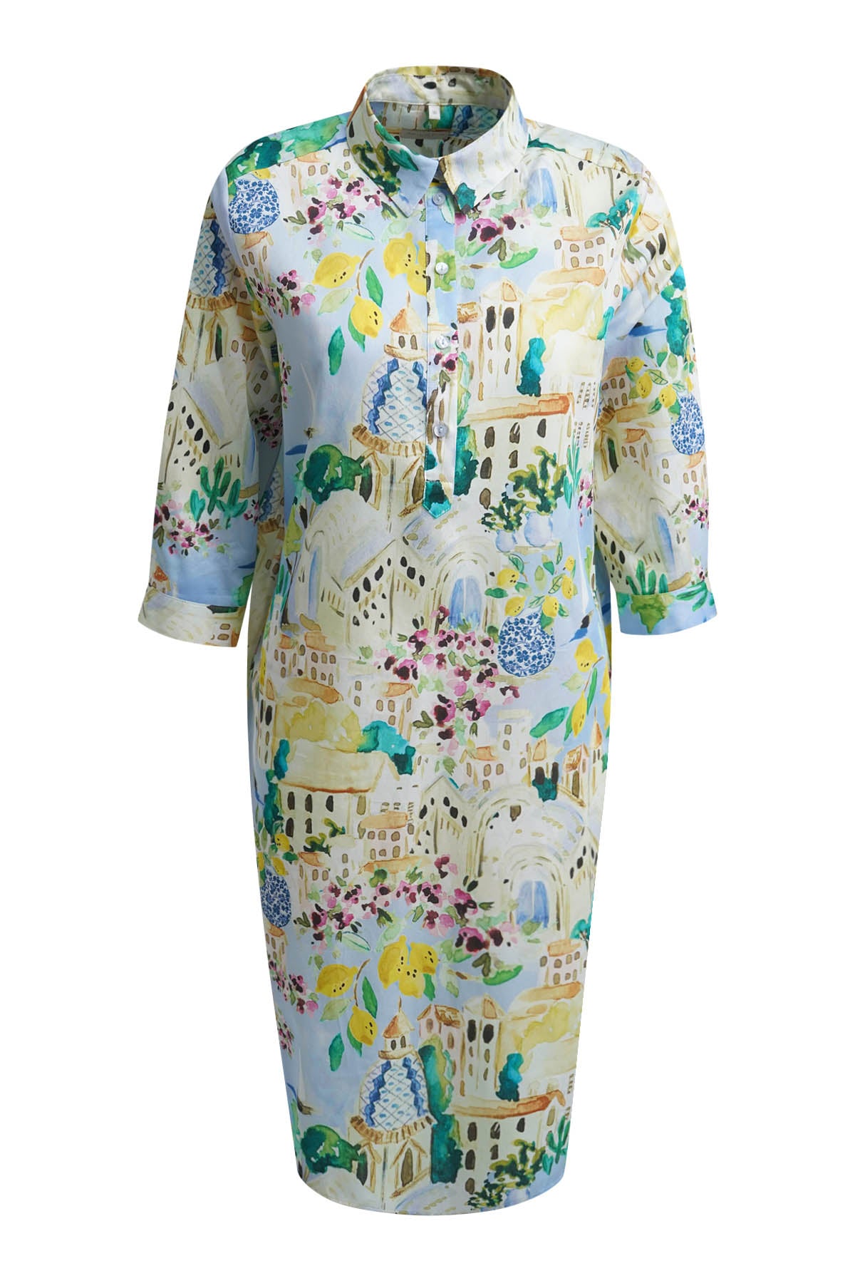 Milano Light Blue Print Shirt Dress