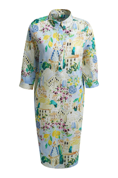 Milano Light Blue Print Shirt Dress