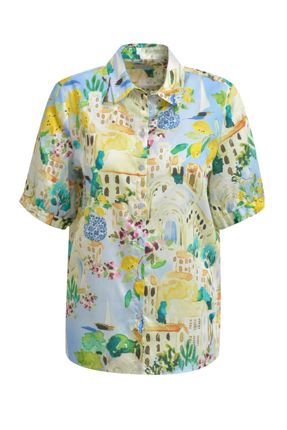 Milano Light Blue Print SS Blouse