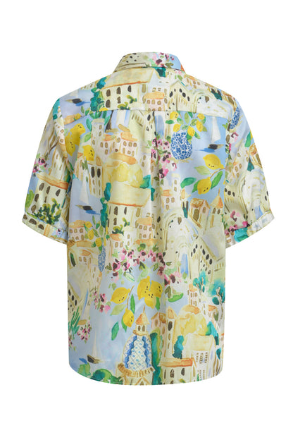 Milano Light Blue Print SS Blouse