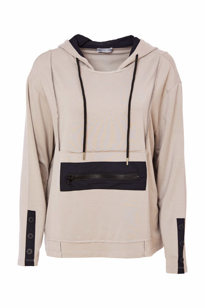 Naya Mink Hoodie with Contrast Zip