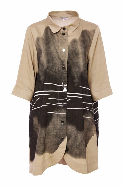 Naya Taupe/Black Drizzle Print Shirt