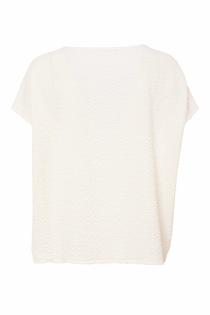 Naya Cream Round Neck Embossed Top