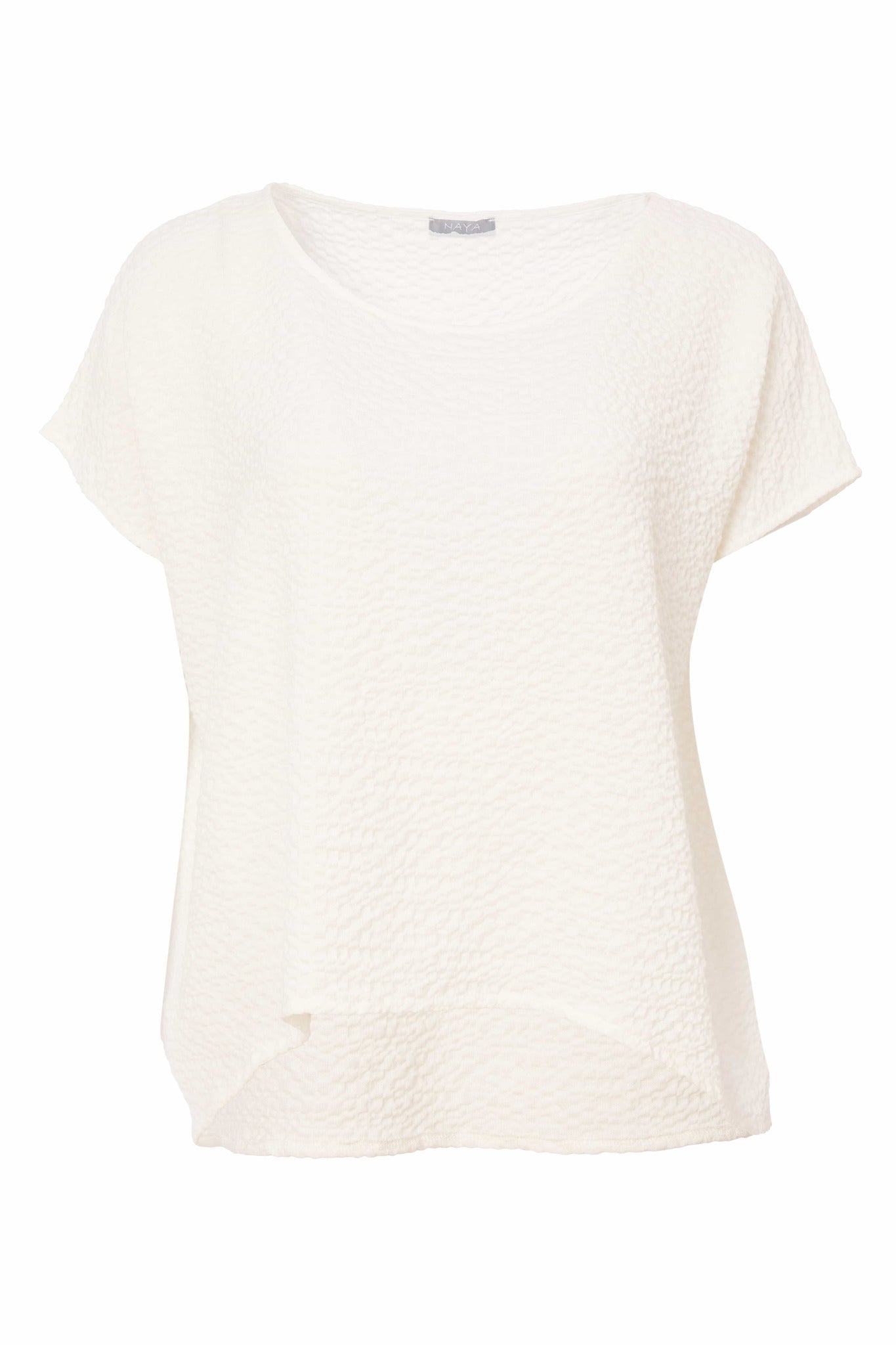 Naya Cream Round Neck Embossed Top