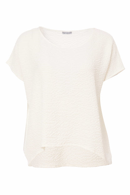 Naya Cream Round Neck Embossed Top