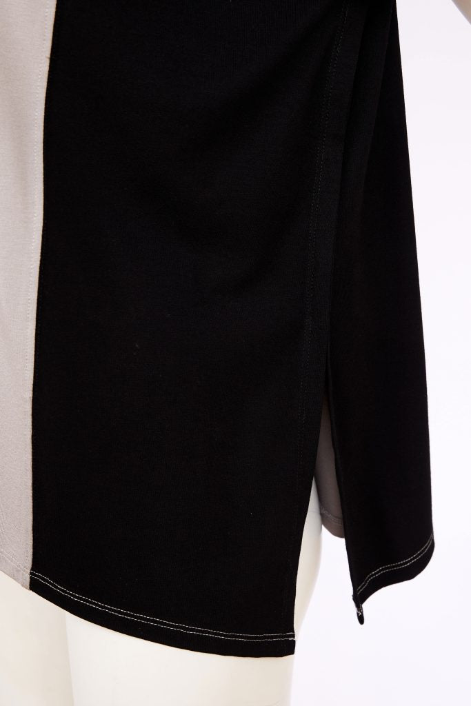 Naya Taupe/Black Placement Print Top