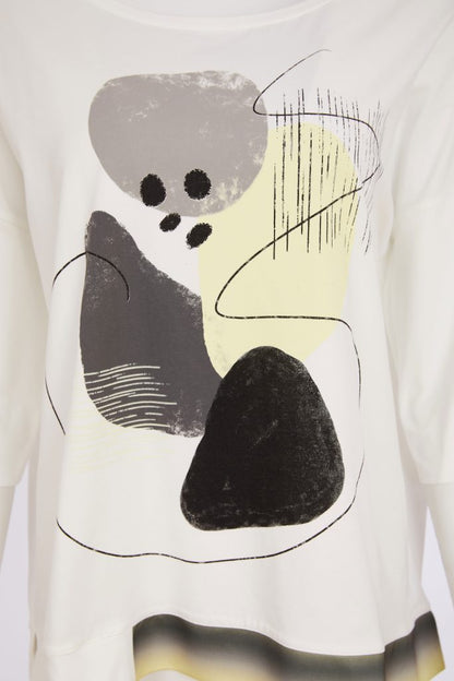 Naya White/Lemon Placement Print Top