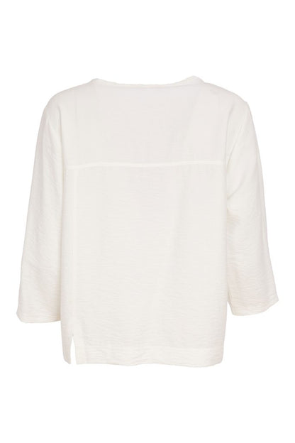 Naya White/Black Contrast Trim Top