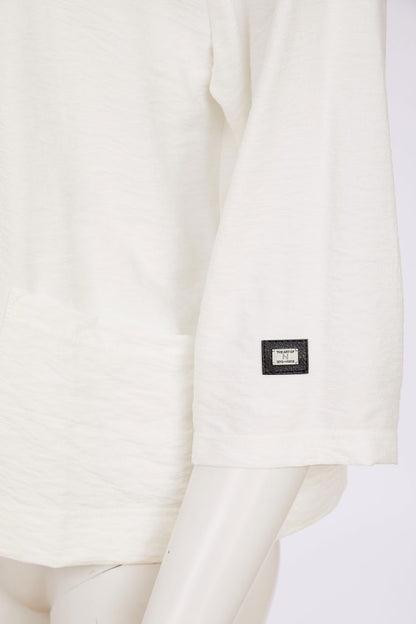 Naya White/Black Contrast Trim Top