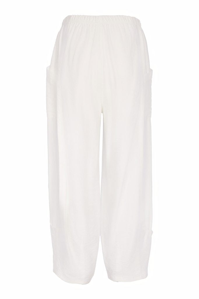 Naya White Curved Seam Pull-Up Trouser