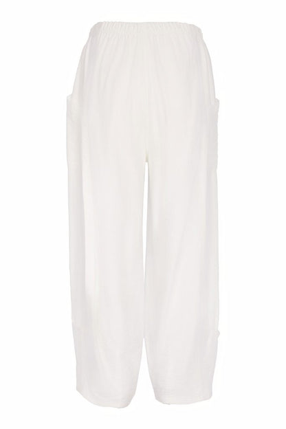 Naya White Curved Seam Pull-Up Trouser