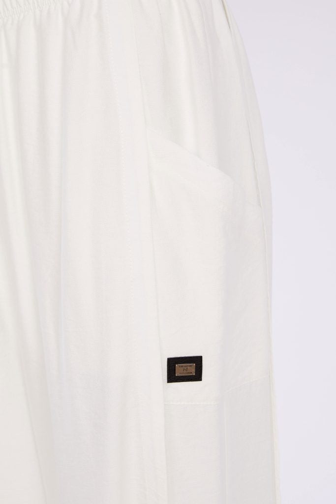 Naya White Curved Seam Pull-Up Trouser