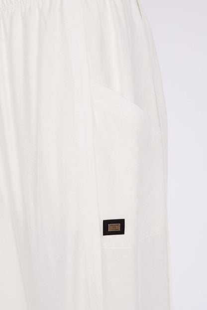 Naya White Curved Seam Pull-Up Trouser