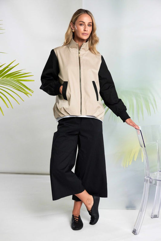 Naya Black Wide Leg Crop Trouser