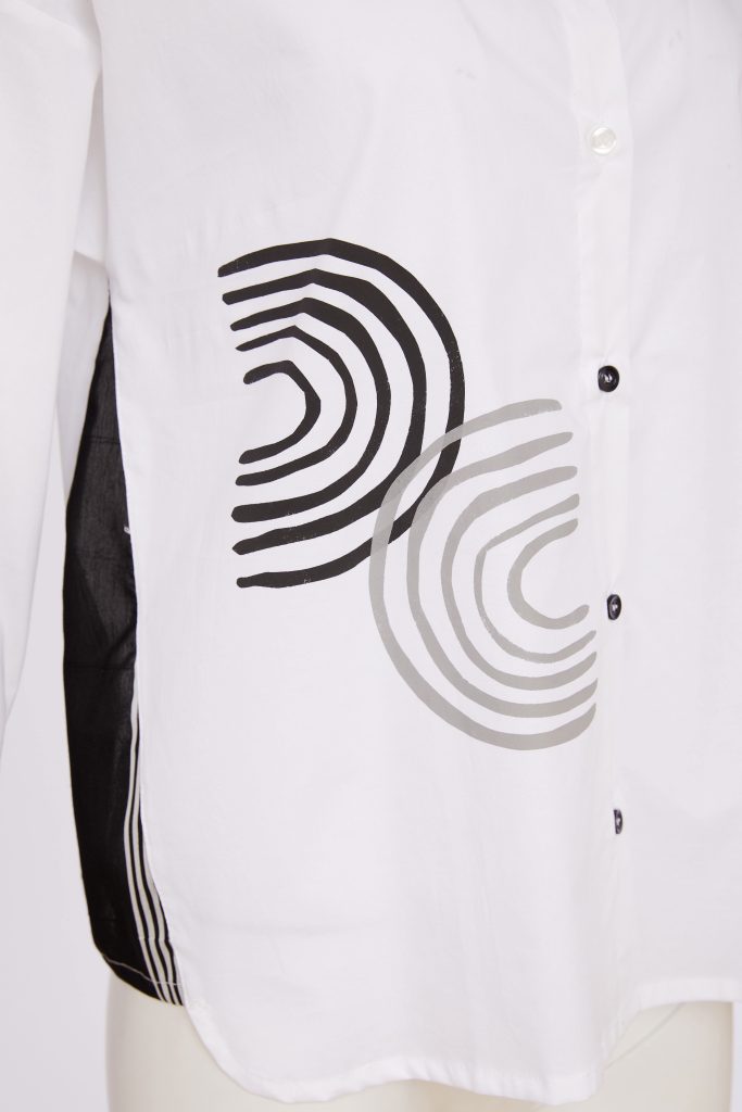 Naya White/Black Placement Print Shirt