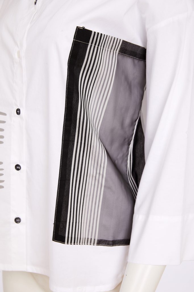 Naya White/Black Placement Print Shirt
