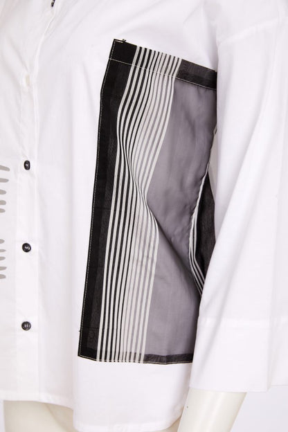 Naya White/Black Placement Print Shirt