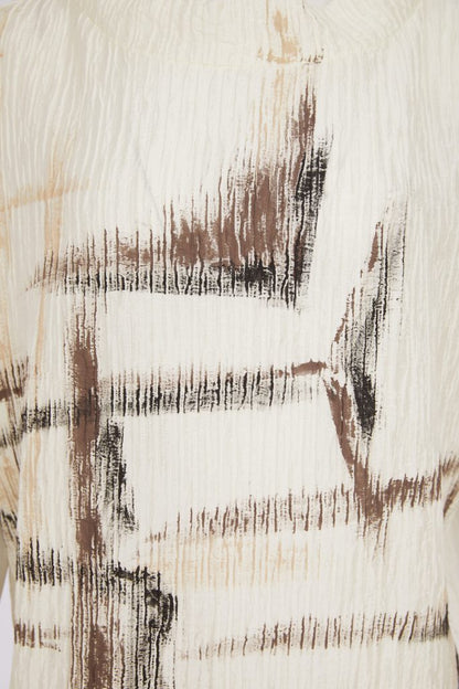 Naya Cream/Taupe Rippled Print Top