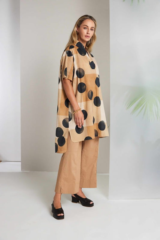 Naya Tan Spot Print Tunic Top