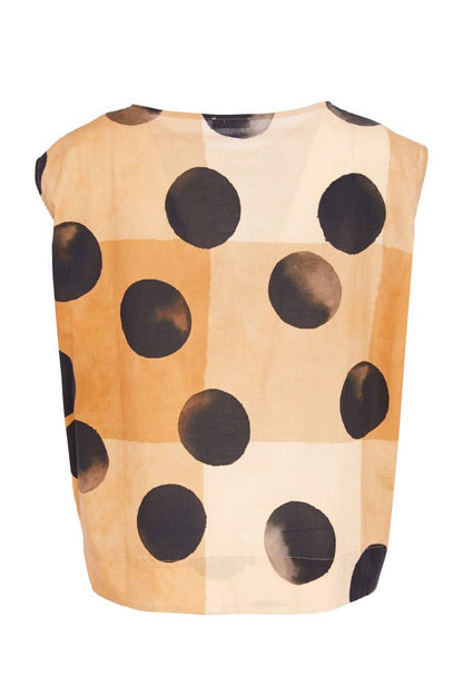 Naya Tan Spot Print Round Neck Top