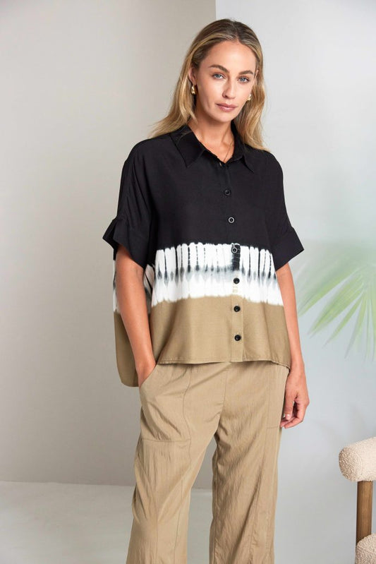 Naya Black/Tan Tie Dye Shirt