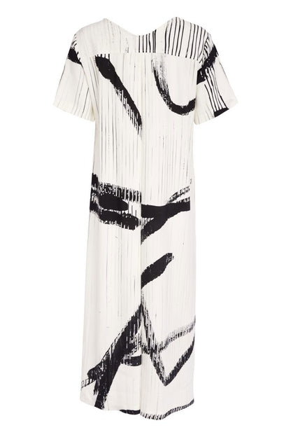 Naya Cream/Black Print Contrast Dress