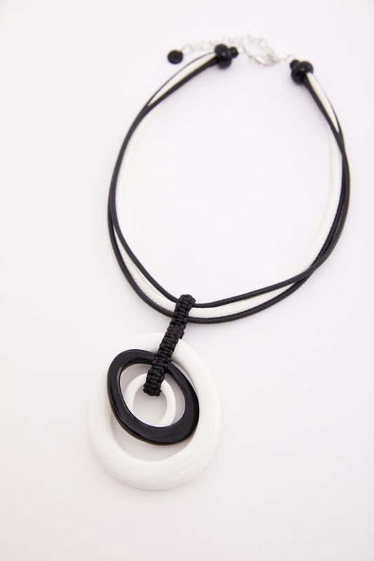Naya White/Black Two Tone Circle Necklace