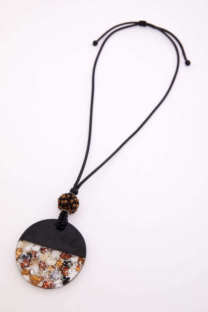 Naya Black/Choc Disc Necklace