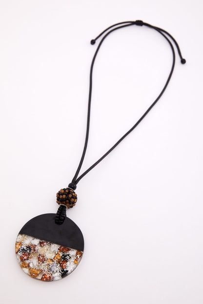 Naya Black/Choc Disc Necklace