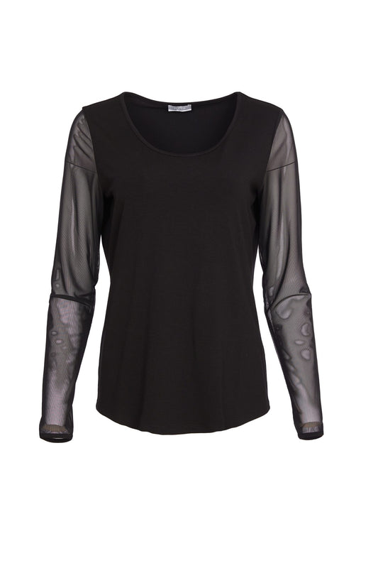 Naya Black Mesh Sleeve Top