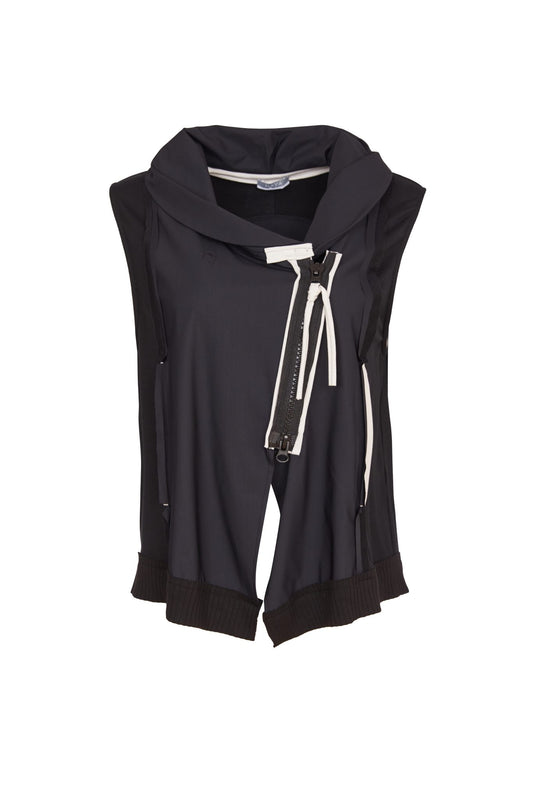 Naya Black & Sand Sleeveless Waistcoat