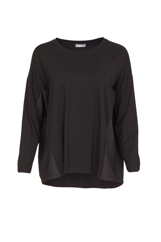 Naya Black Round Neck Top /Contrast Panels