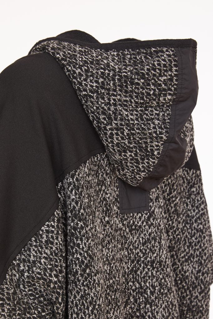 Naya Black Hooded Jacket /Jacquard Panel