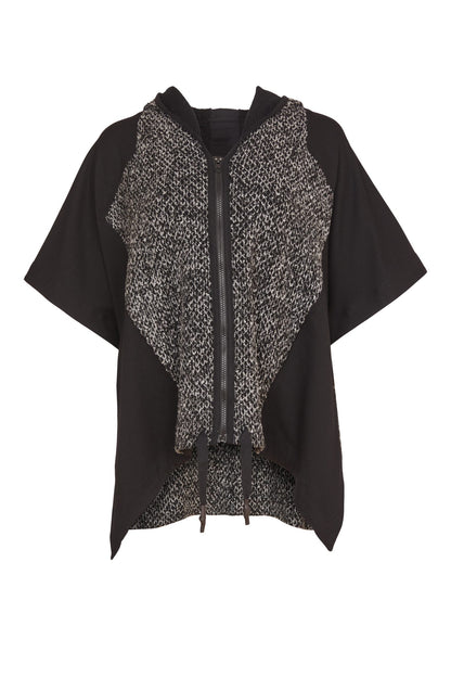 Naya Black Hooded Jacket /Jacquard Panel