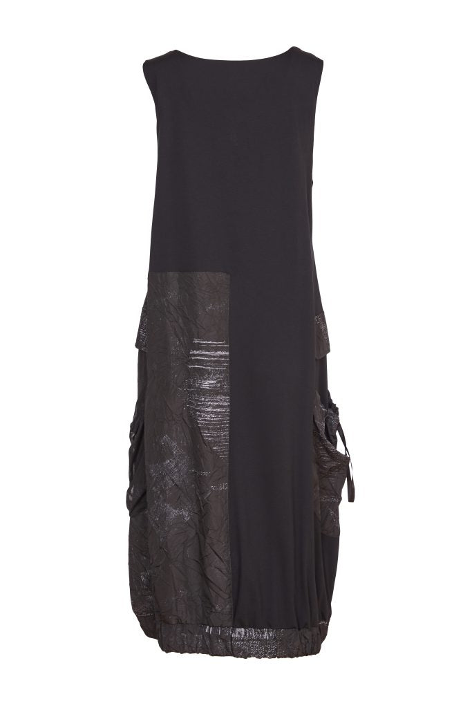 Naya Black Sleeveless Dress/Print panel /Pocket Detail