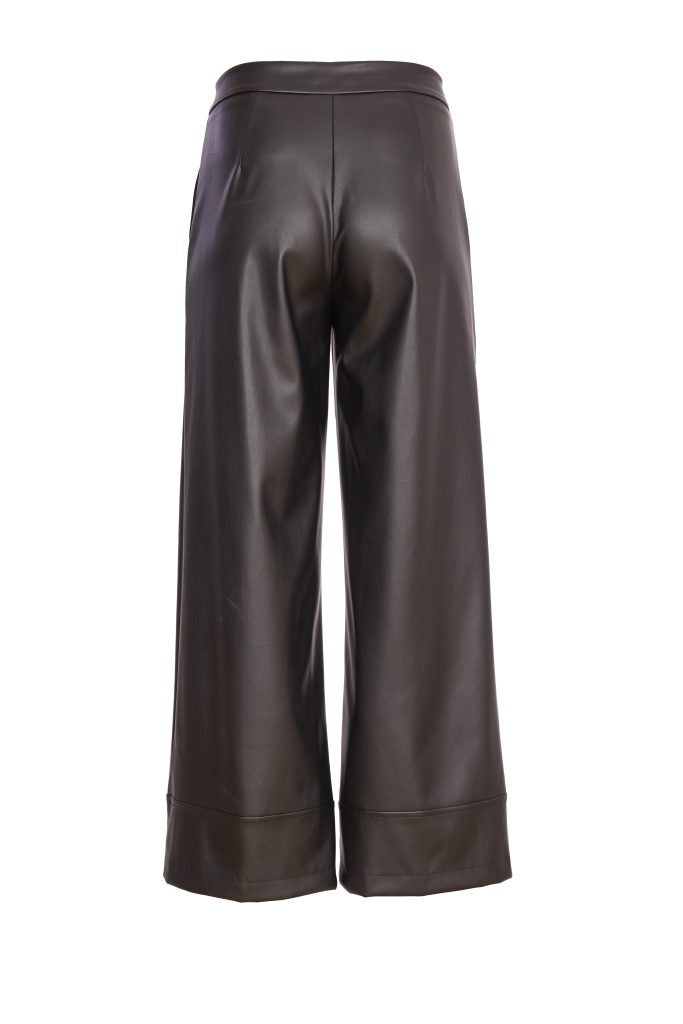 Naya Black Wide Leg Leatherette Trouser