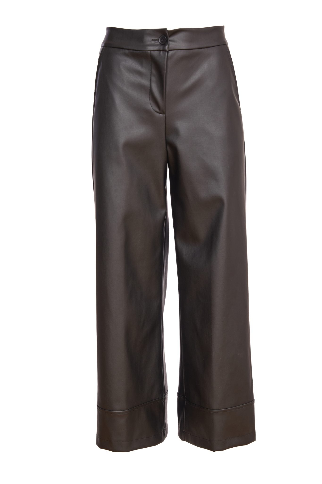 Naya Black Wide Leg Leatherette Trouser