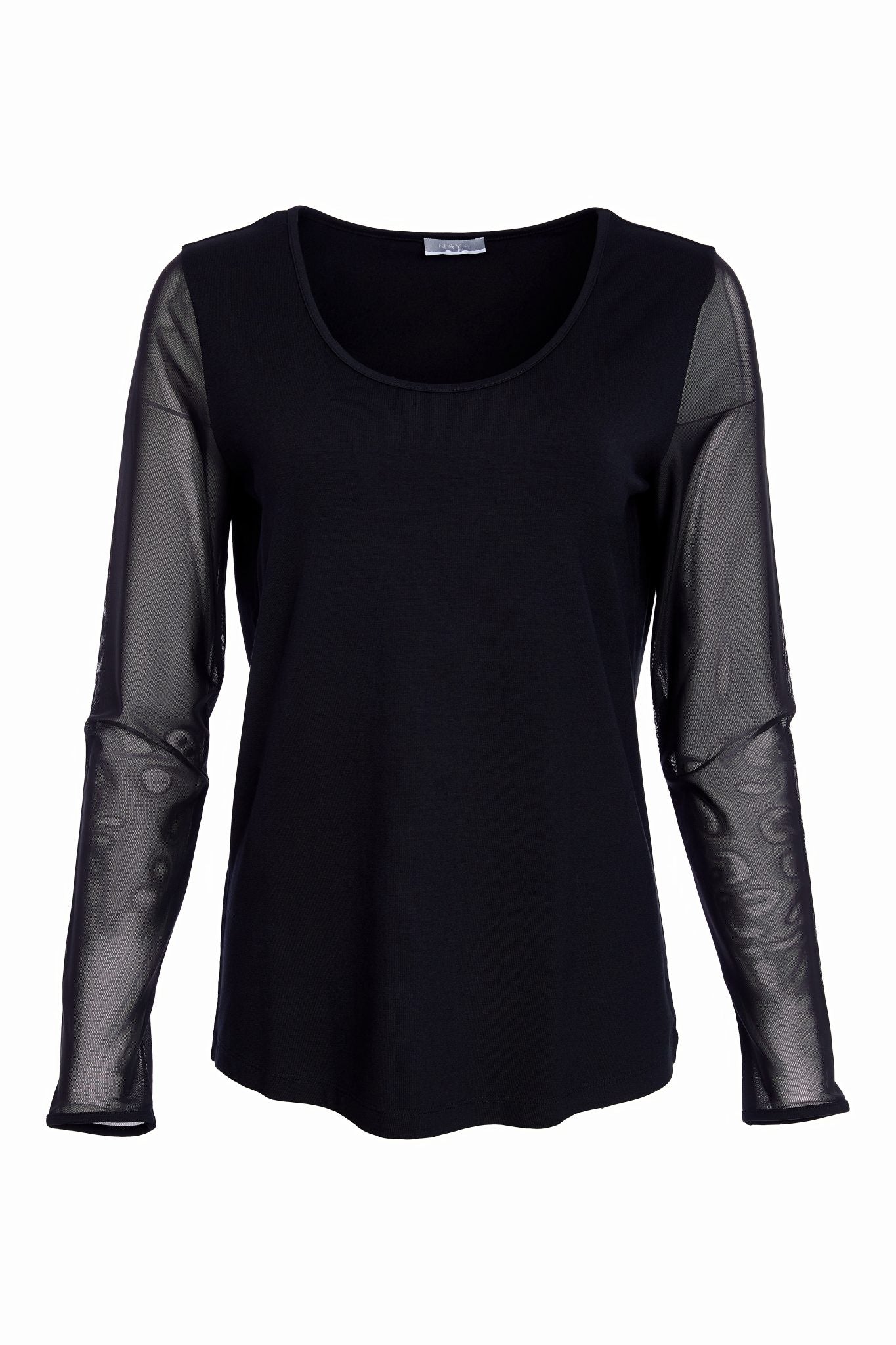 Naya Black Mesh Sleeve Top